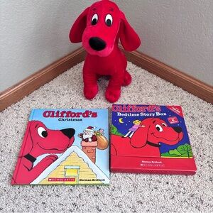 Scholastic Clifford Red Plush with Story Books bundle